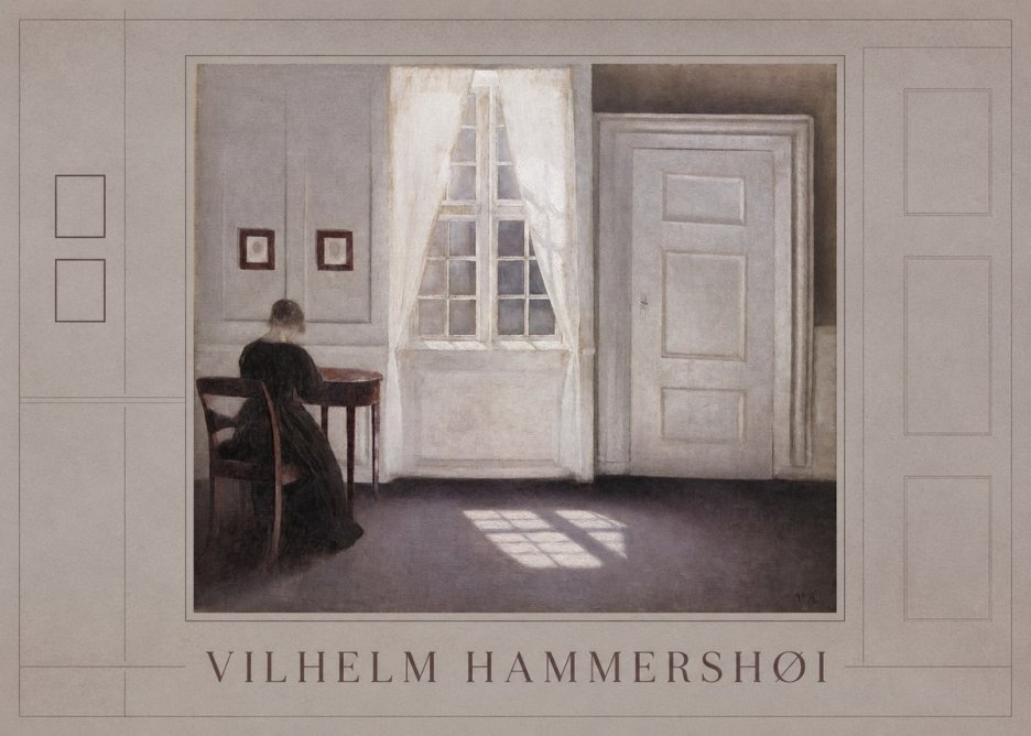 Vilhelm Hammershøi Interior with a Woman from the Back No1 - Affiche