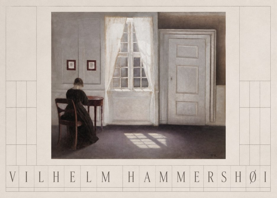 Vilhelm Hammershøi Interior with a Woman from the Back No3 - Affiche