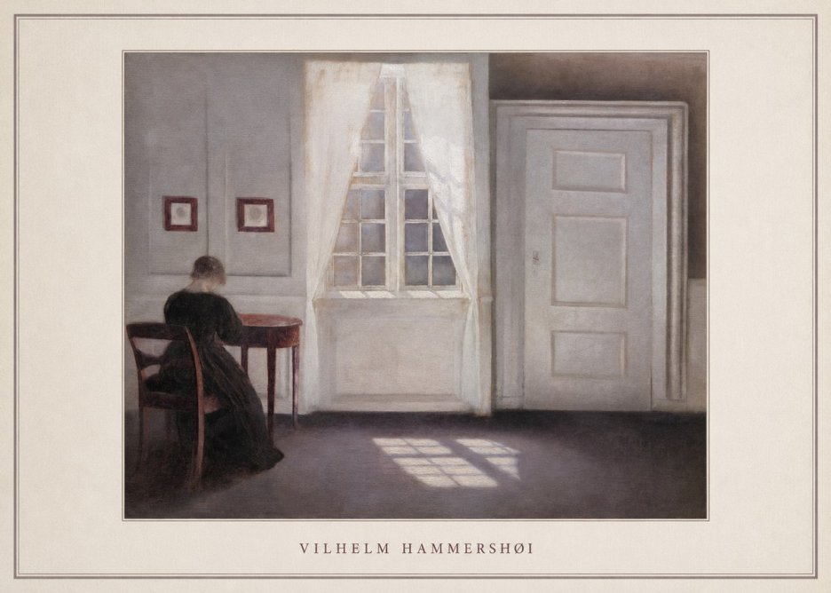 Vilhelm Hammershøi Interior with a Woman from the Back No4 - Affiche