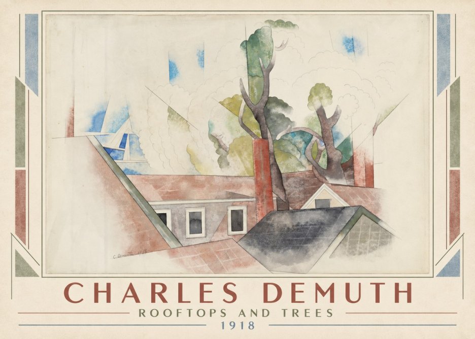 Charles Demuth Rooftops and Trees No1 - Affiche