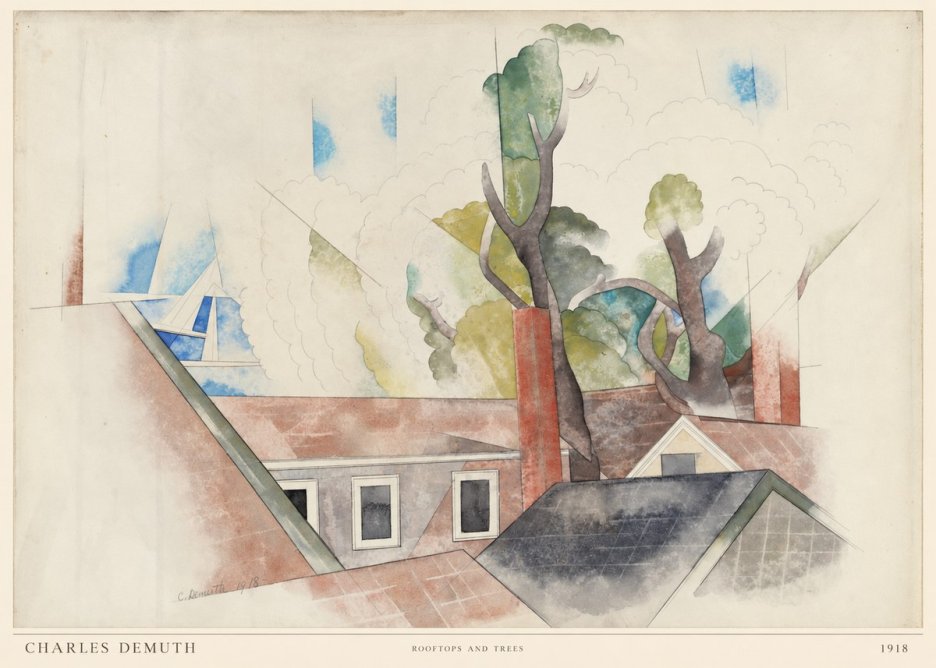 Charles Demuth Rooftops and Trees No6 - Affiche