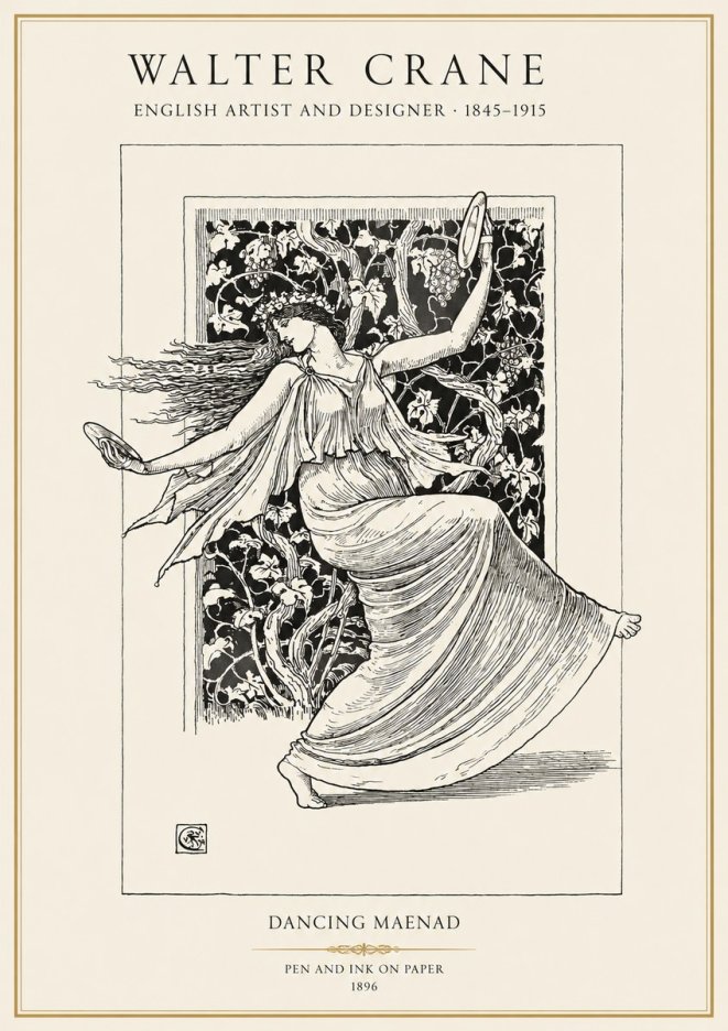 Walter Crane Dancing Maenad No1 - Affiche