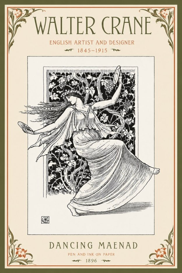 Walter Crane Dancing Maenad No2 - Affiche