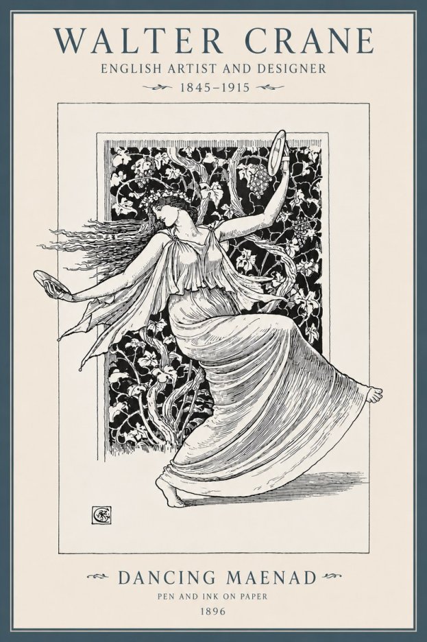 Walter Crane Dancing Maenad No3 - Affiche