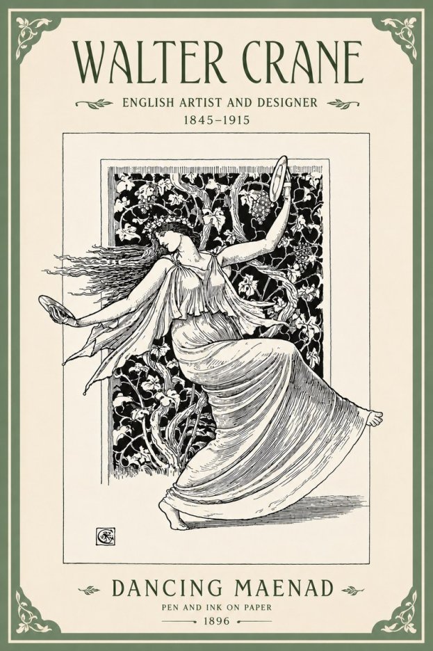 Walter Crane Dancing Maenad No4 - Affiche