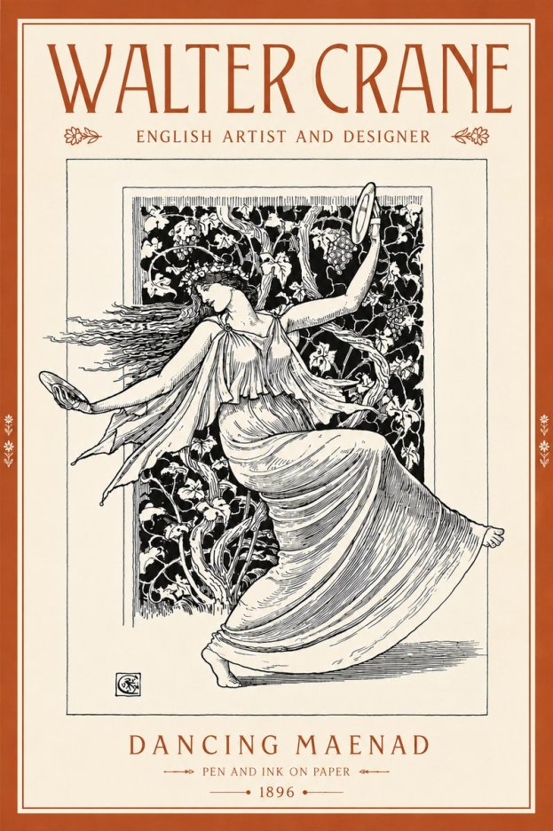 Walter Crane Dancing Maenad No5 - Affiche