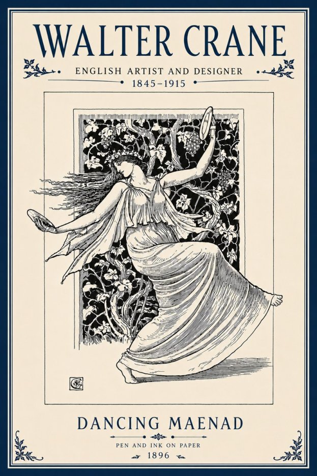 Walter Crane Dancing Maenad No6 - Affiche
