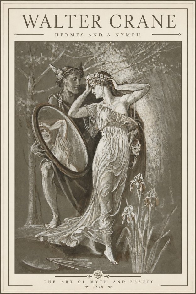 Walter Crane Hermes and a Nymph No3 - Affiche