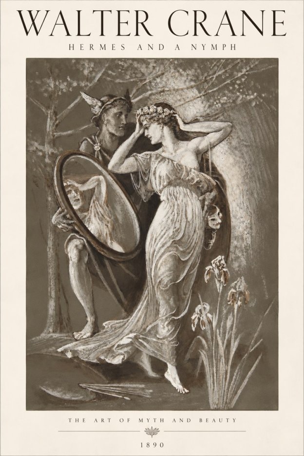 Walter Crane Hermes and a Nymph No6 - Affiche
