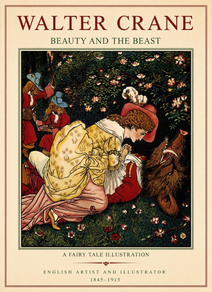 Walter Crane Beauty and the Beast No1 - Affiche