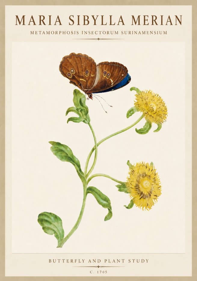 Maria Sibylla Merian Butterfly and Plant Study No6 - Affiche