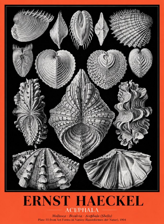 Ernst Haeckel Acephala — Brachiopods Plate 55 — Cytherea. No5 - Affiche