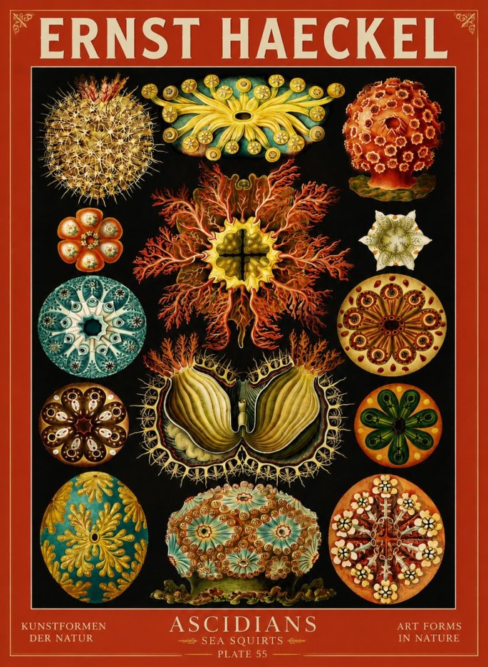 Ernst Haeckel Ascidiae — Sea Squirts No4 - Affiche