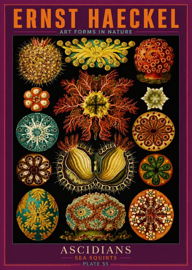 Ernst Haeckel Ascidiae — Sea Squirts No6 - Affiche
