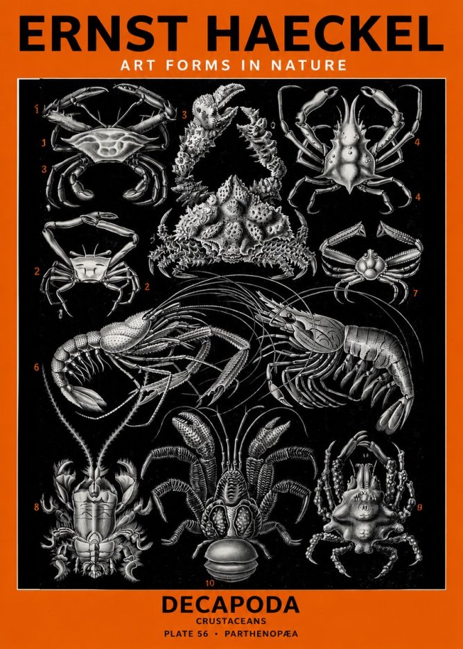 Ernst Haeckel Decapoda Brachyura and Macrura Plate 86 No6 - Affiche