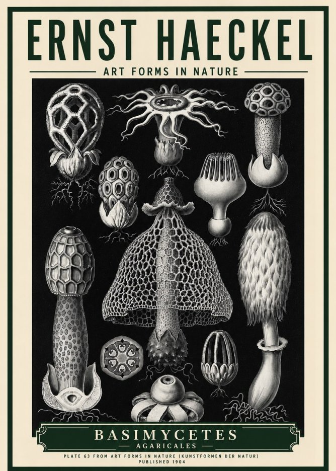 Ernst Haeckel Basimycetes Agaricales No5 - Affiche