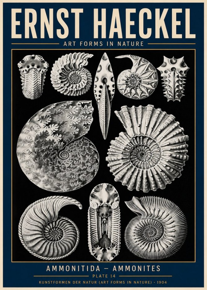 Ernst Haeckel Ammonitida - Ammonites No6 - Affiche