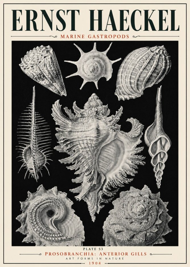 Ernst Haeckel Prosobranchia - Marine Gastropods No6 - Affiche