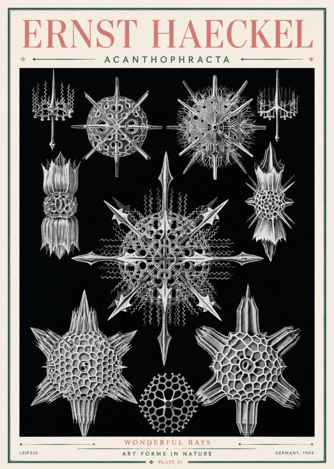 Ernst Haeckel Acanthophracta - Wonderful Rays No3 - Affiche