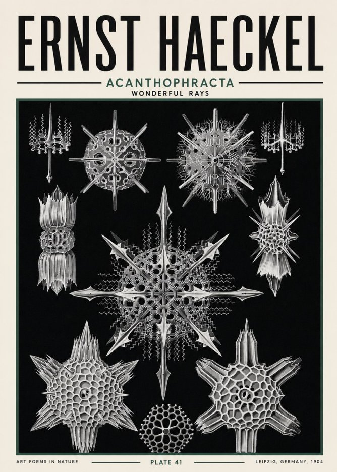 Ernst Haeckel Acanthophracta - Wonderful Rays No5 - Affiche