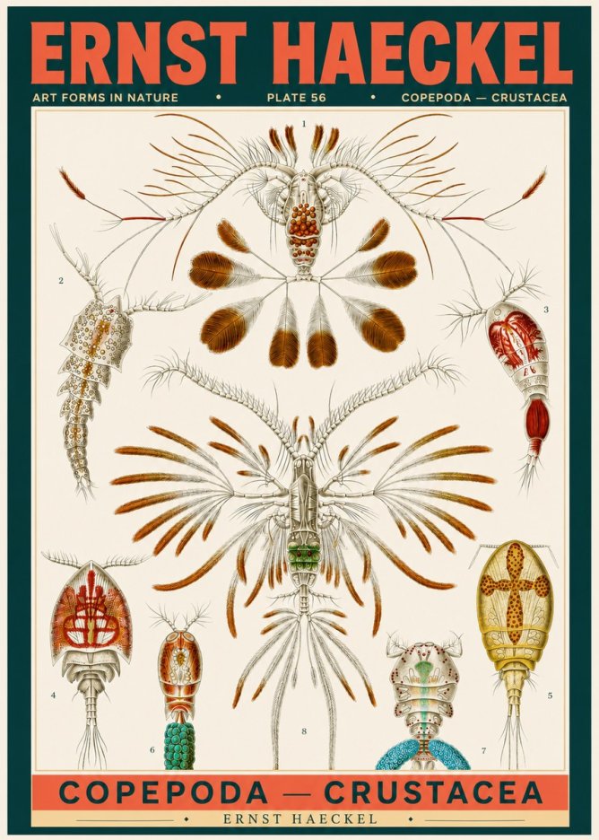 Ernst Haeckel Copepoda — Crustacea Plate 56 No2 - Affiche