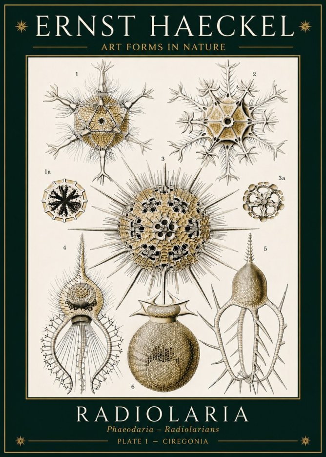 Ernst Haeckel Radiolaria - Plate 1 - Ciregonia No3 - Affiche