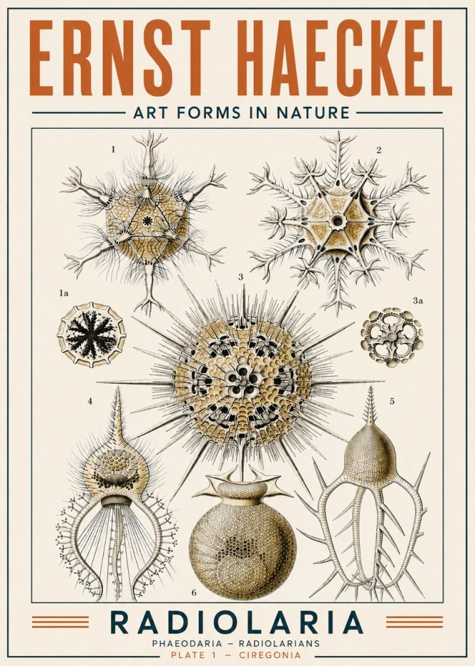 Ernst Haeckel Radiolaria - Plate 1 - Ciregonia No4 - Affiche