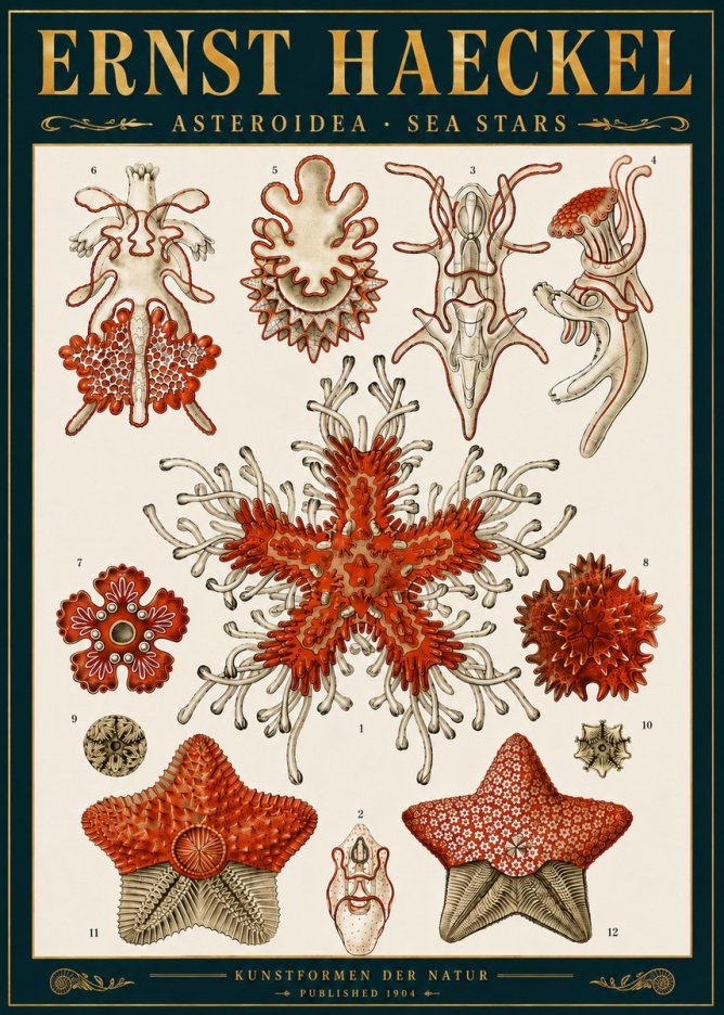 Ernst Haeckel Asteroidea. Sea Stars No6 - Affiche