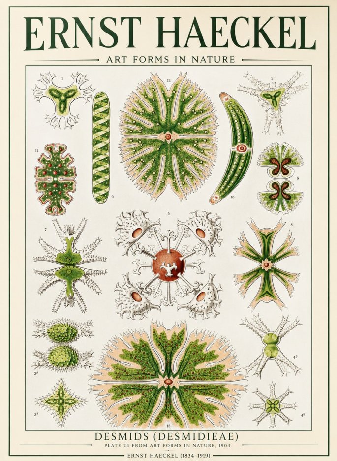 Ernst Haeckel Desmids (Desmidieae) No1 - Affiche
