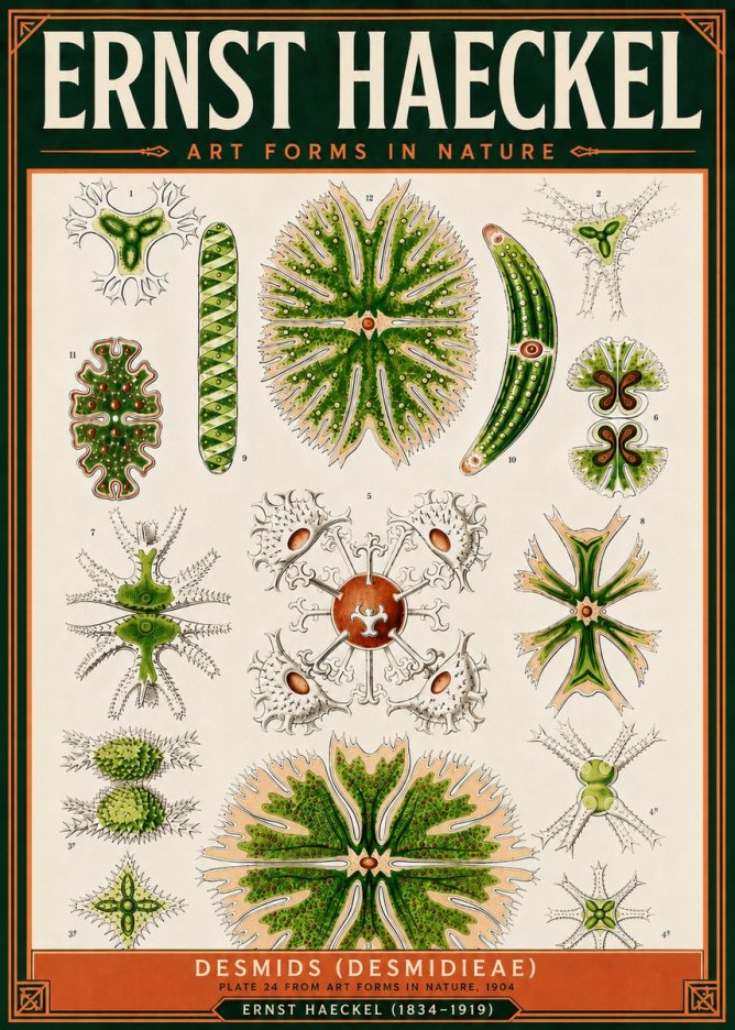 Ernst Haeckel Desmids (Desmidieae) No5 - Affiche