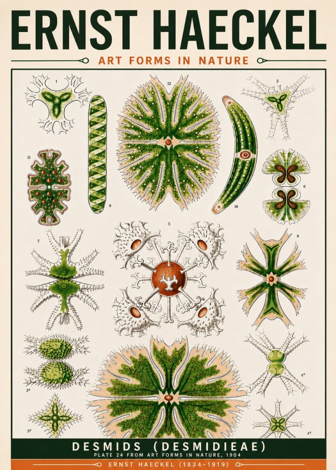 Ernst Haeckel Desmids (Desmidieae) No6 - Affiche