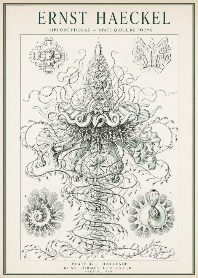 Ernst Haeckel Siphonophorae – State Quallike Forms No1 - Affiche