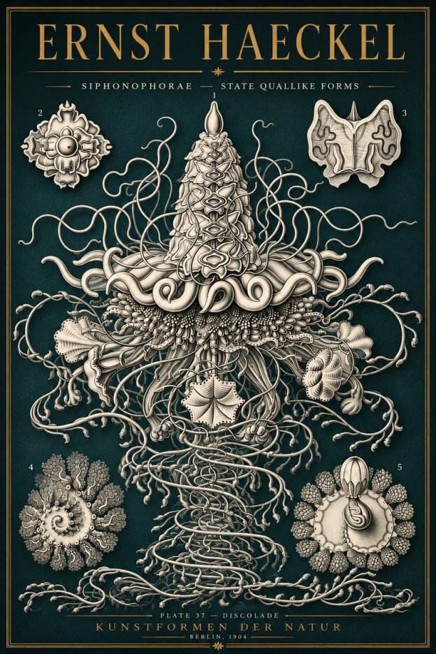 Ernst Haeckel Siphonophorae – State Quallike Forms No5 - Affiche