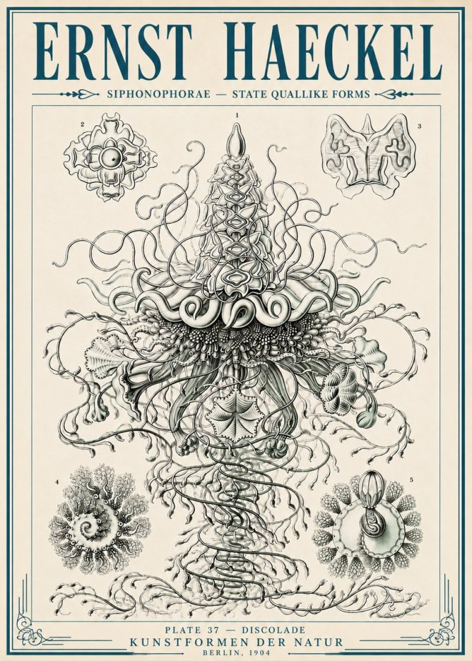 Ernst Haeckel Siphonophorae – State Quallike Forms No6 - Affiche