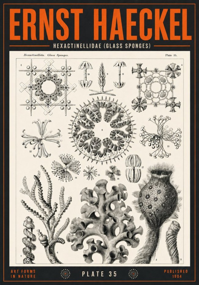 Ernst Haeckel Hexactinellida. Glass Sponges. No4 - Affiche