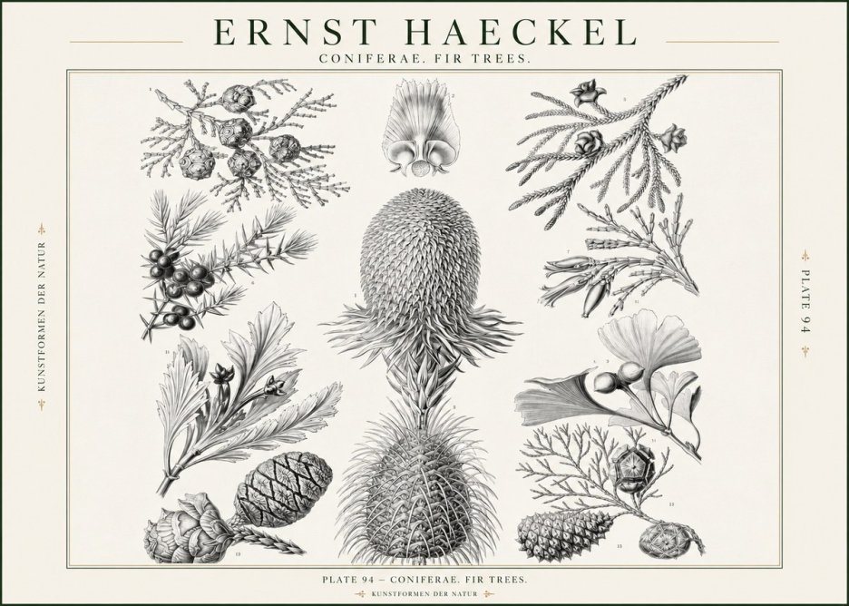 Ernst Haeckel Coniferae. Fir Trees. No1 - Affiche
