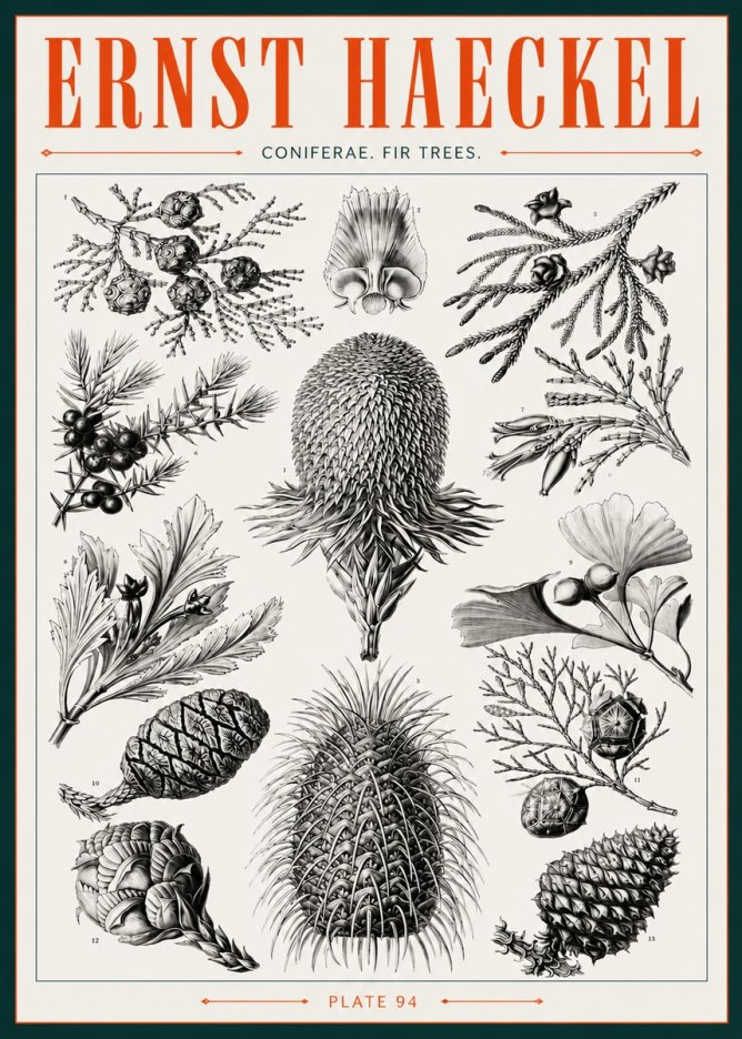 Ernst Haeckel Coniferae. Fir Trees. No3 - Affiche