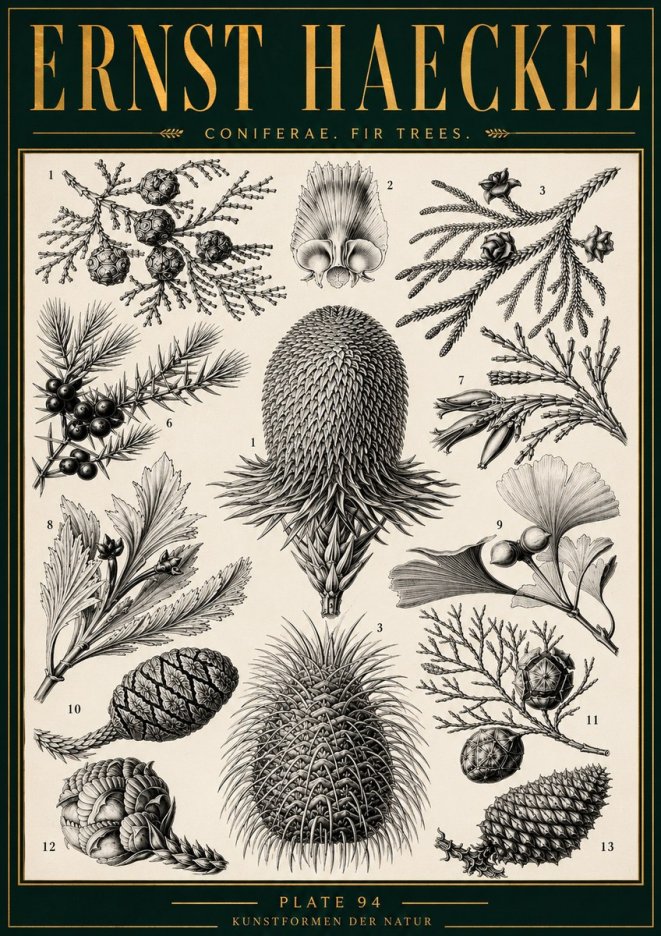 Ernst Haeckel Coniferae. Fir Trees. No4 - Affiche