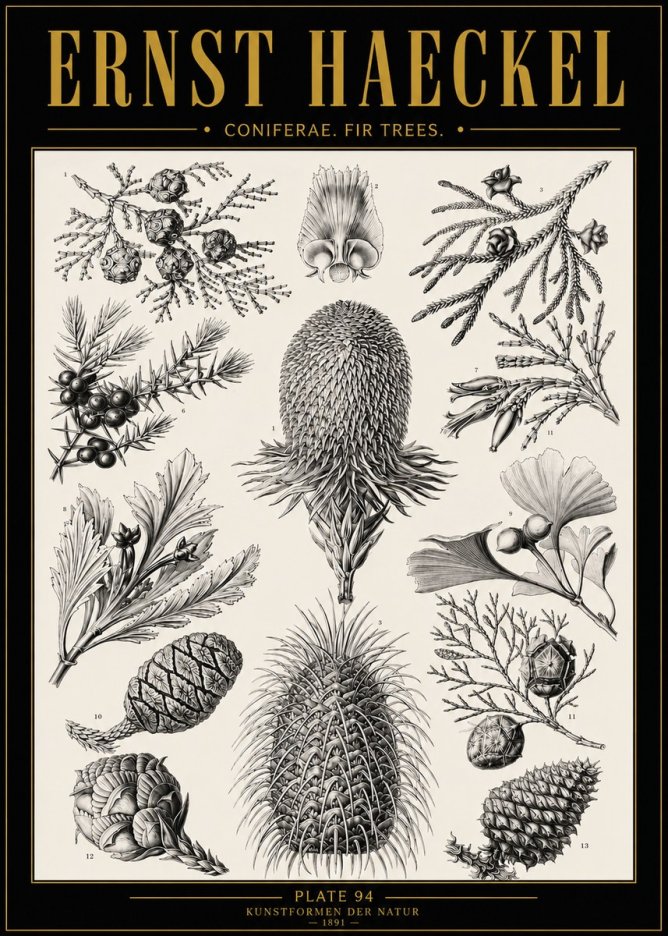 Ernst Haeckel Coniferae. Fir Trees. No5 - Affiche
