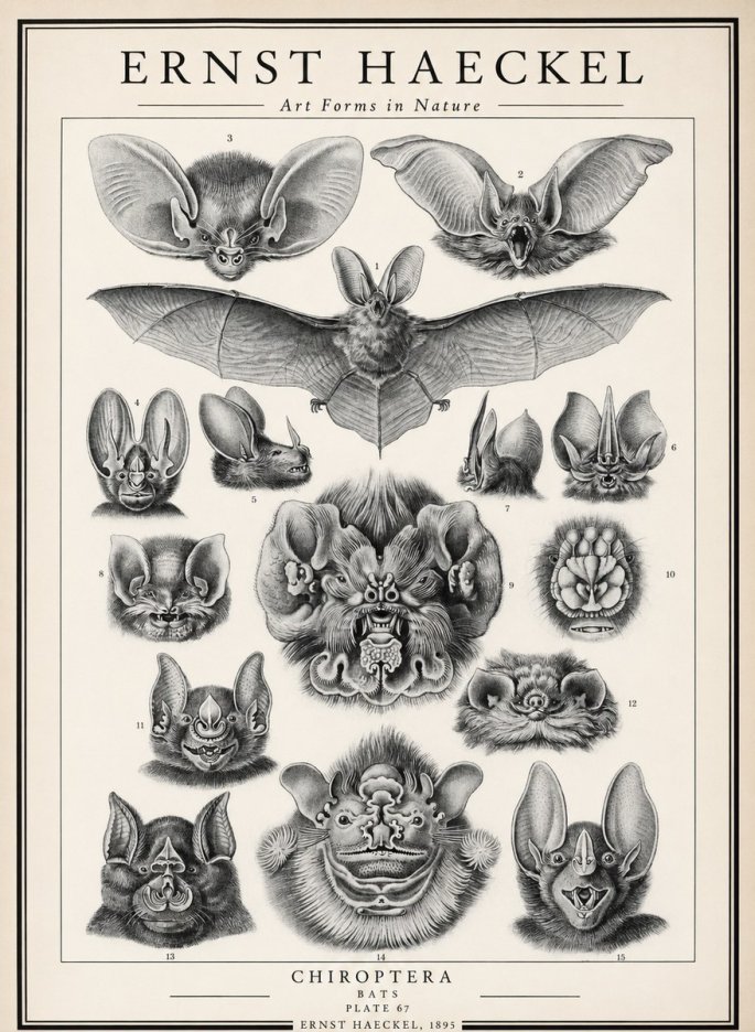 Ernst Haeckel Chiroptera Bats No3 - Affiche