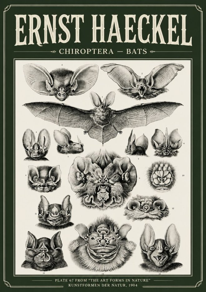 Ernst Haeckel Chiroptera Bats No6 - Affiche