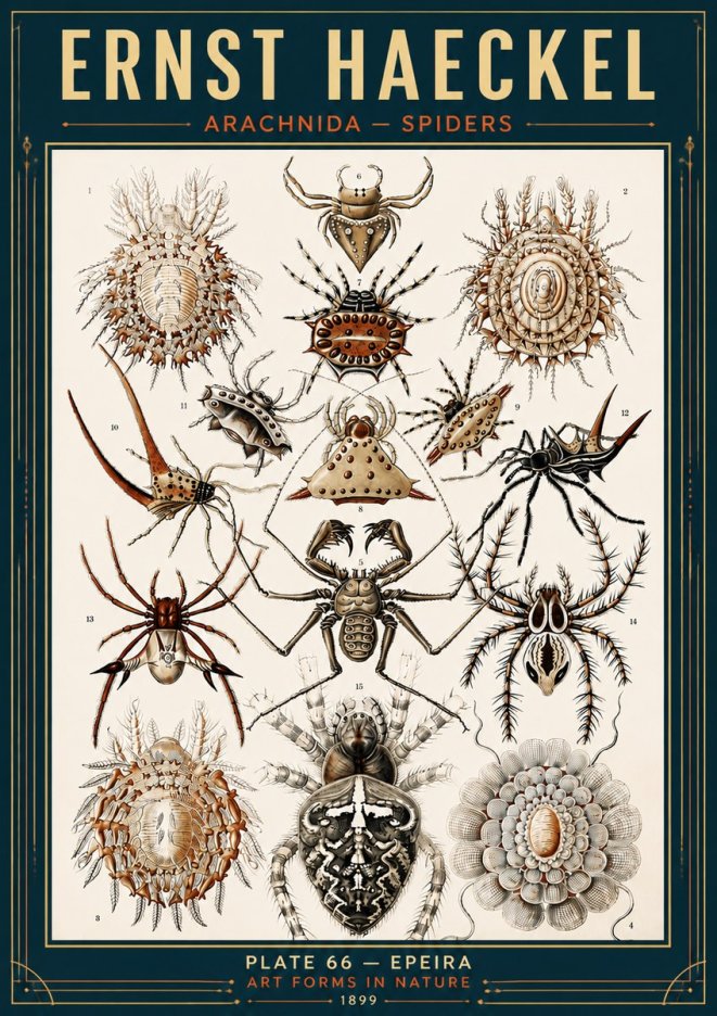 Ernst Haeckel Arachnida — Spiders No6 - Affiche