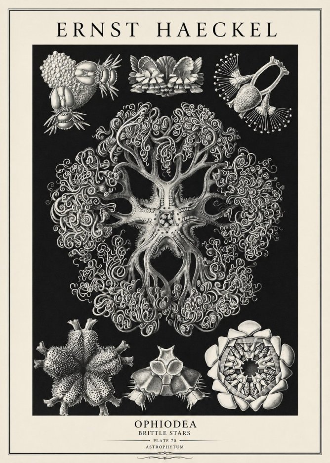 Ernst Haeckel Ophiodea - Brittle Stars II No3 - Affiche