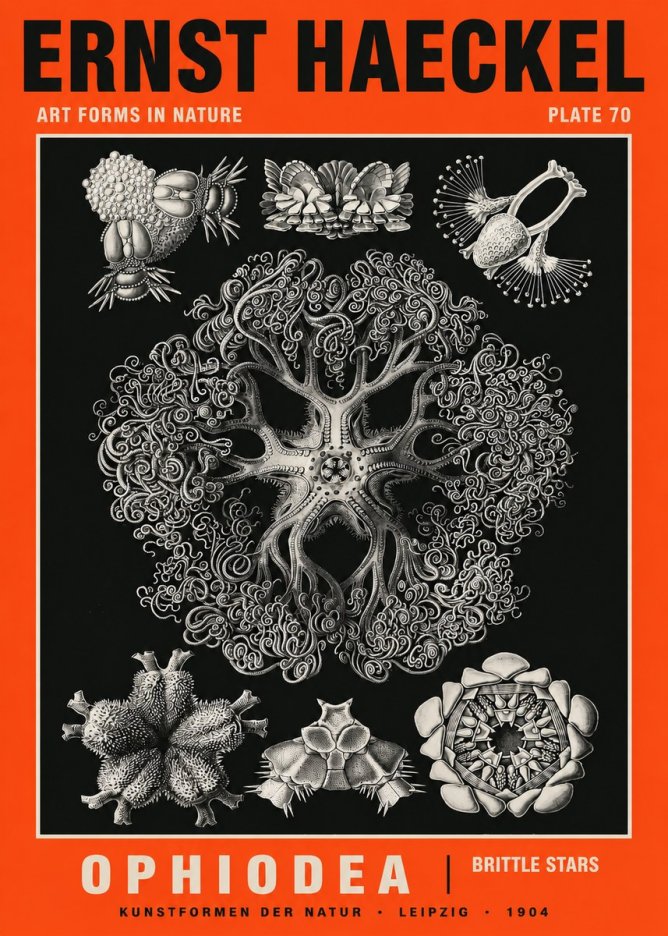 Ernst Haeckel Ophiodea - Brittle Stars II No5 - Affiche