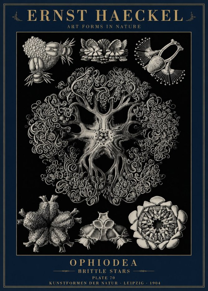 Ernst Haeckel Ophiodea - Brittle Stars II No6 - Affiche