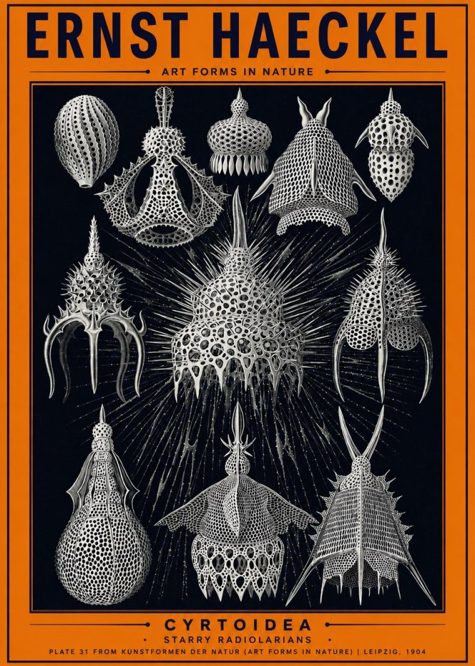 Ernst Haeckel Cyrtoidea - Starry Radiolarians No2 - Affiche