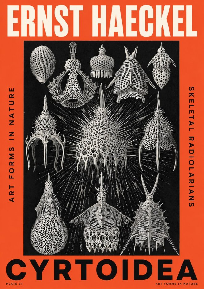 Ernst Haeckel Cyrtoidea - Starry Radiolarians No5 - Affiche