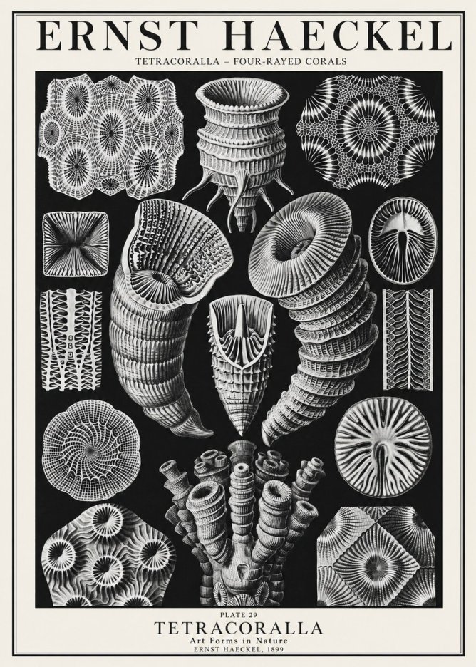 Ernst Haeckel Tetracoralla - Four-rayed Corals No1 - Affiche