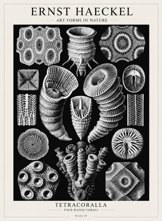 Ernst Haeckel Tetracoralla - Four-rayed Corals No4 - Affiche