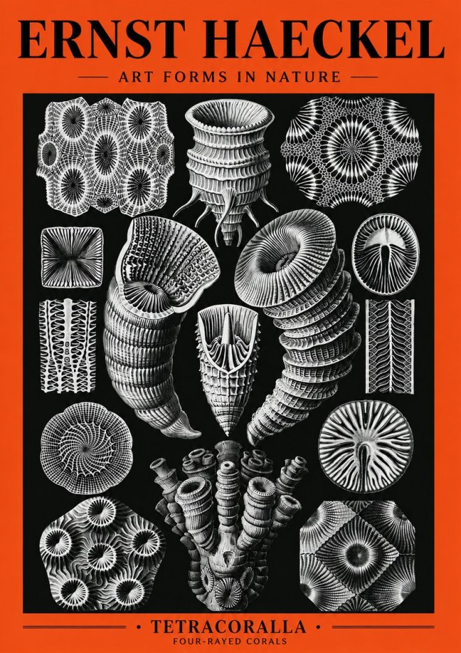 Ernst Haeckel Tetracoralla - Four-rayed Corals No5 - Affiche
